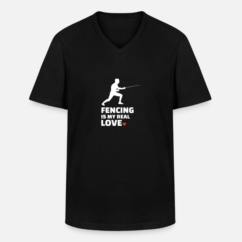 Fechten - Männer-T-Shirt mit V-Ausschnitt - Schwarz