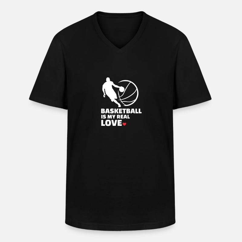 Amo il basket - Maglietta da uomo classica con scollo a V - nero
