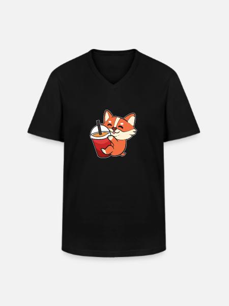 Corgi - Men's V-Neck T-Shirt - black