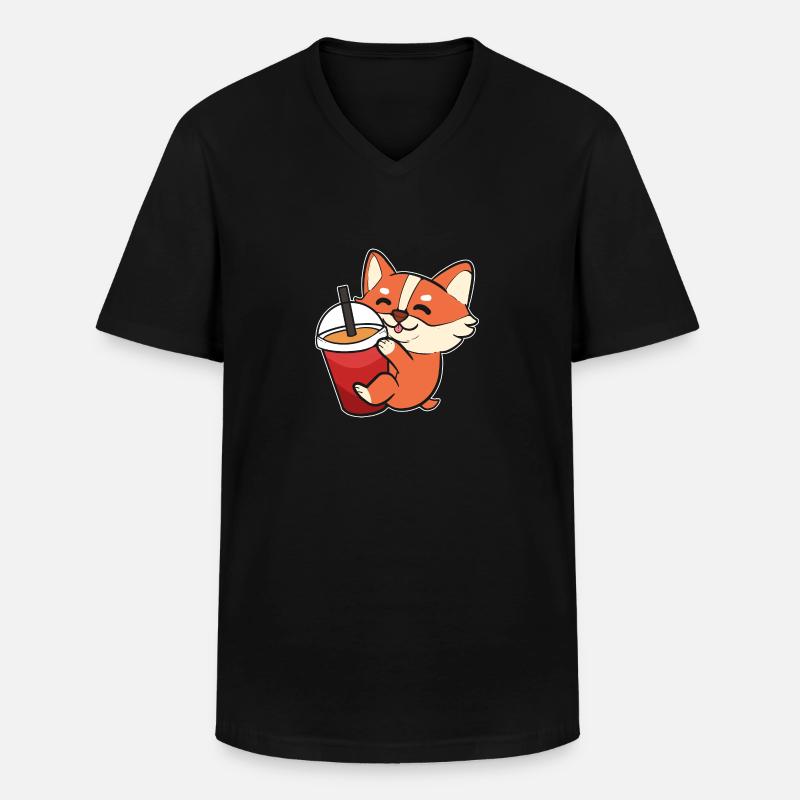 Corgi - Männer-T-Shirt mit V-Ausschnitt - Schwarz