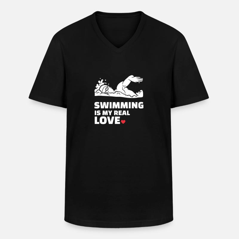 Ich Liebe Schwimmen - Männer-T-Shirt mit V-Ausschnitt - Schwarz