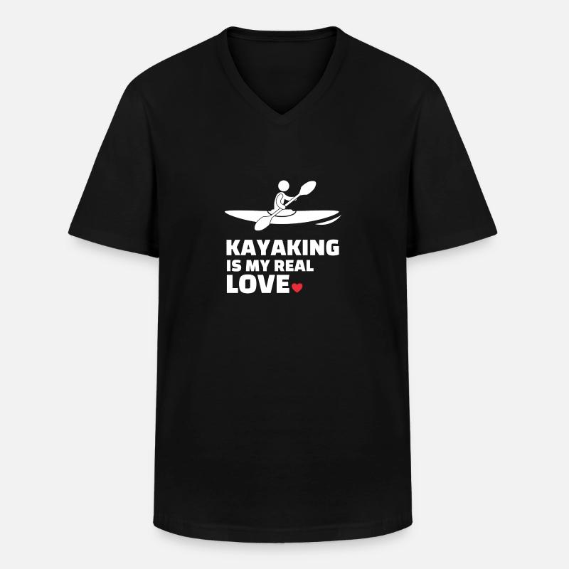 Ich Liebe Kajakfahren - Männer-T-Shirt mit V-Ausschnitt - Schwarz