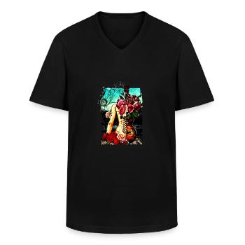 Gitarre Hüften - Männer-T-Shirt mit V-Ausschnitt - Schwarz - Vorne - AI Model Male 178 dark (178cm)