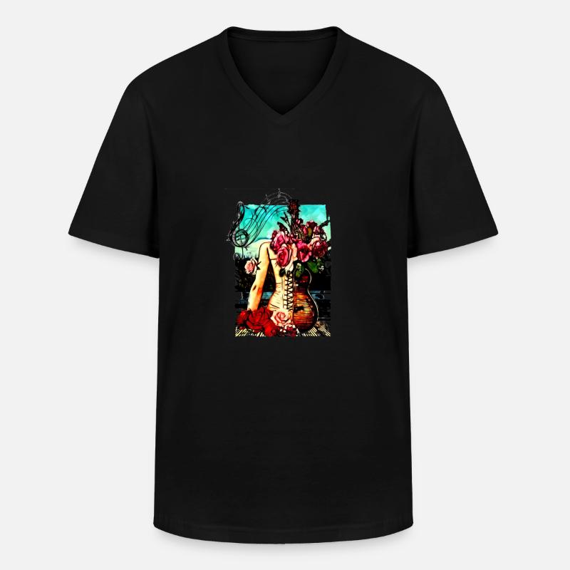 Gitarre Hüften - Männer-T-Shirt mit V-Ausschnitt - Schwarz