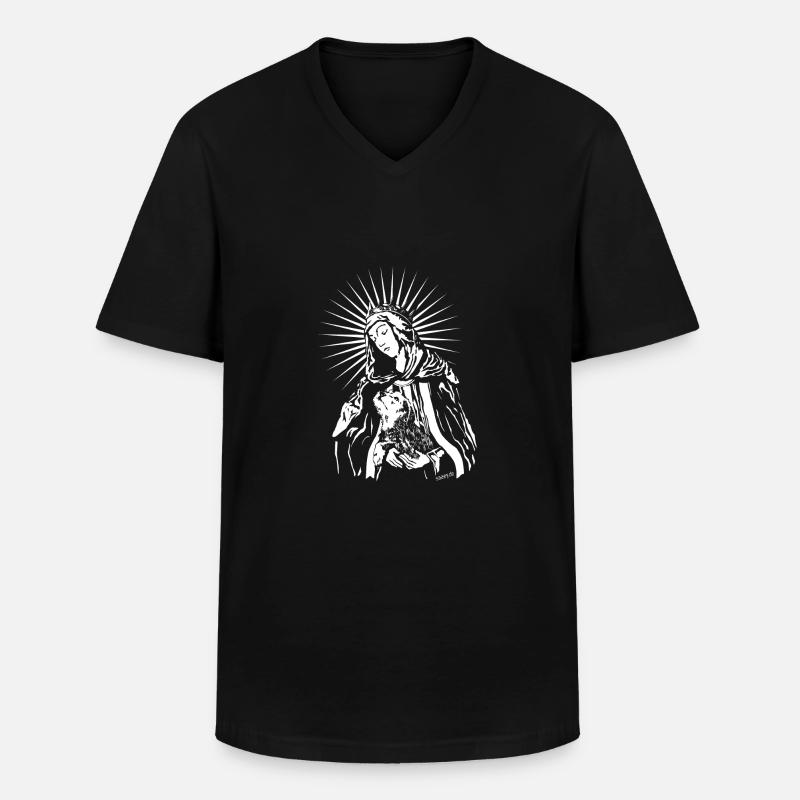 Maria mit Hund - Männer-T-Shirt mit V-Ausschnitt - Schwarz