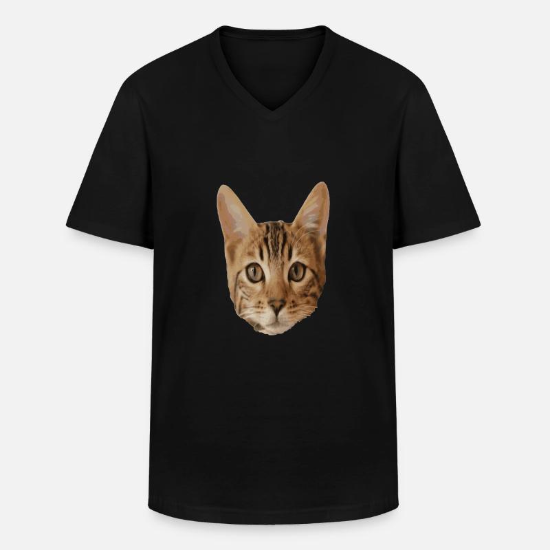 Katzenkopf - Männer-T-Shirt mit V-Ausschnitt - Schwarz