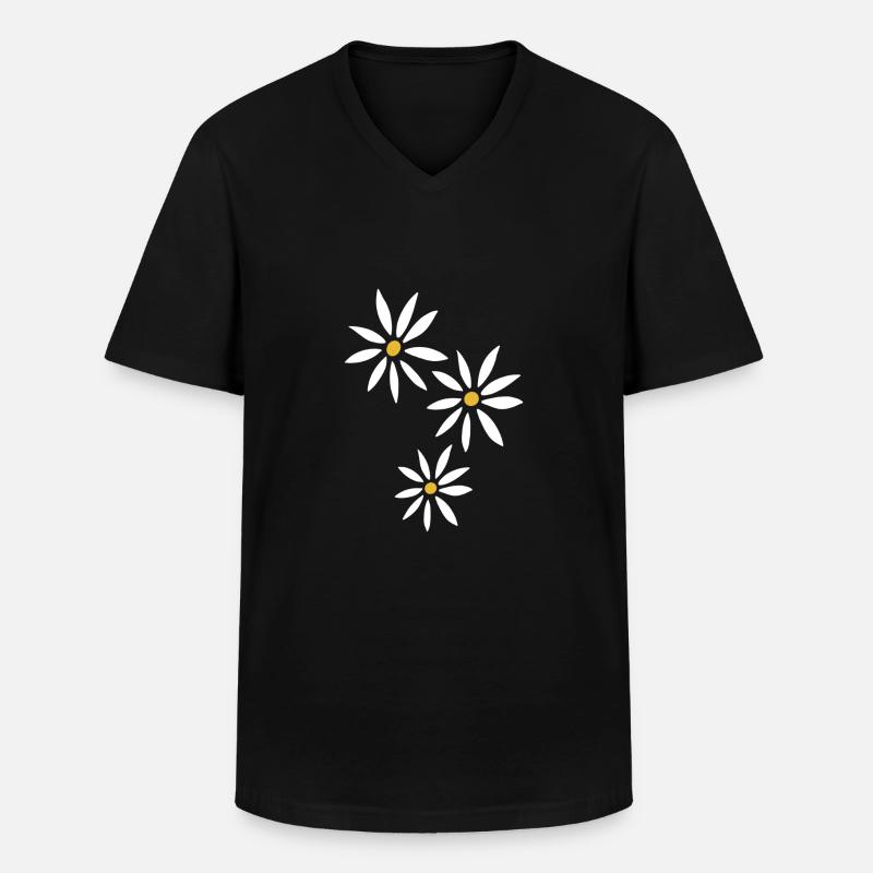 Daisy flowers spring - Männer-T-Shirt mit V-Ausschnitt - Schwarz