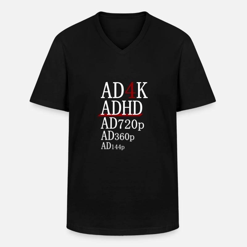 ADHD - AD4K - Männer-T-Shirt mit V-Ausschnitt - Schwarz