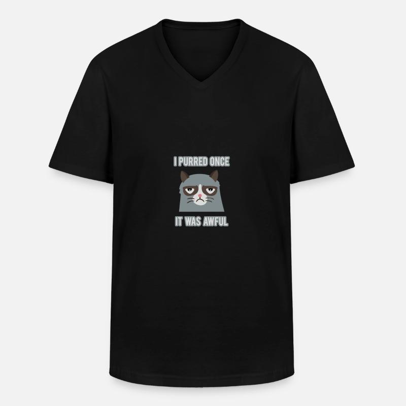 Grumpy Cat - Männer-T-Shirt mit V-Ausschnitt - Schwarz