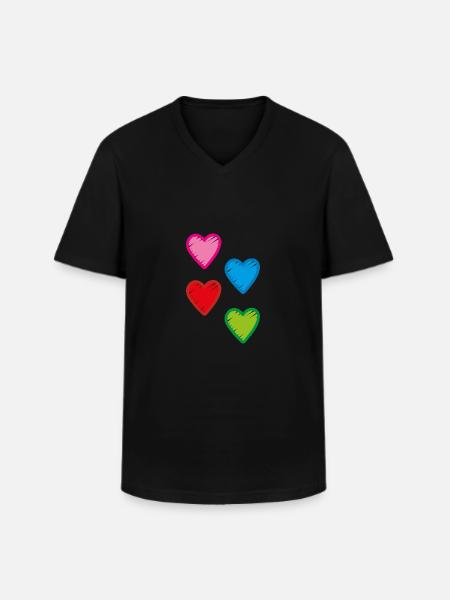 Hearts - Men's V-Neck T-Shirt - black