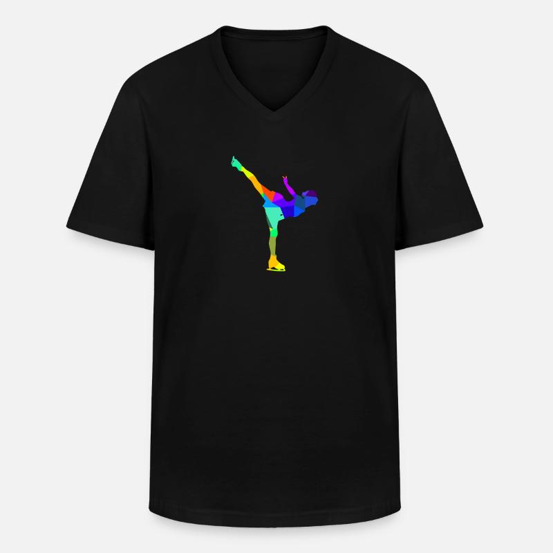 Eiskunstlaufen Schlittschuh Regenbogen Polygon - Männer-T-Shirt mit V-Ausschnitt - Schwarz
