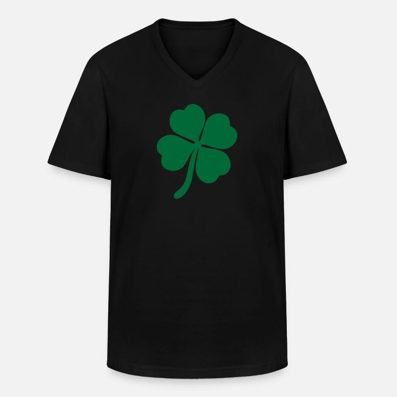 vierblättriges Kleeblatt vierblättrig Glück - Männer-T-Shirt mit V-Ausschnitt - Schwarz