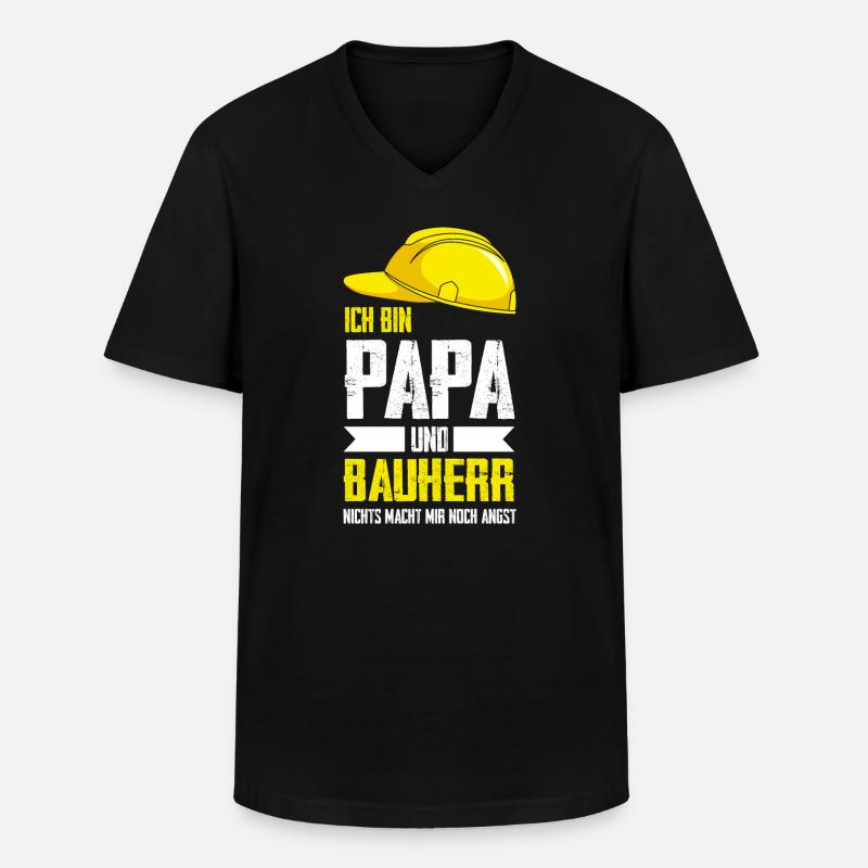 Bauherr Papa Baustelle Geschenk - Männer-T-Shirt mit V-Ausschnitt - Schwarz
