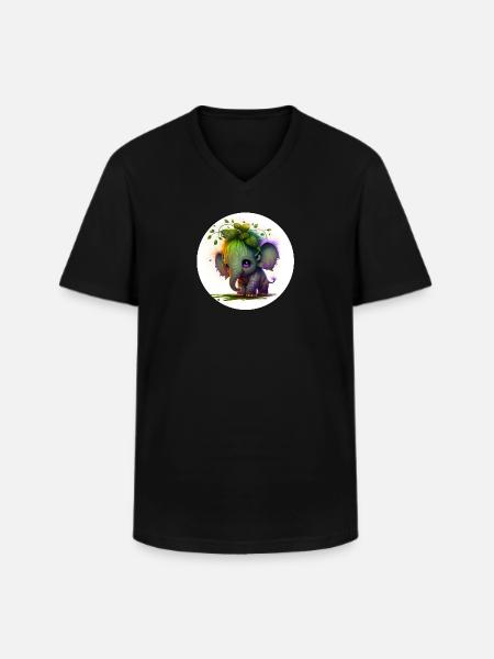 Animal éléphant fantasy et mignon - T-shirt col V Homme - noir