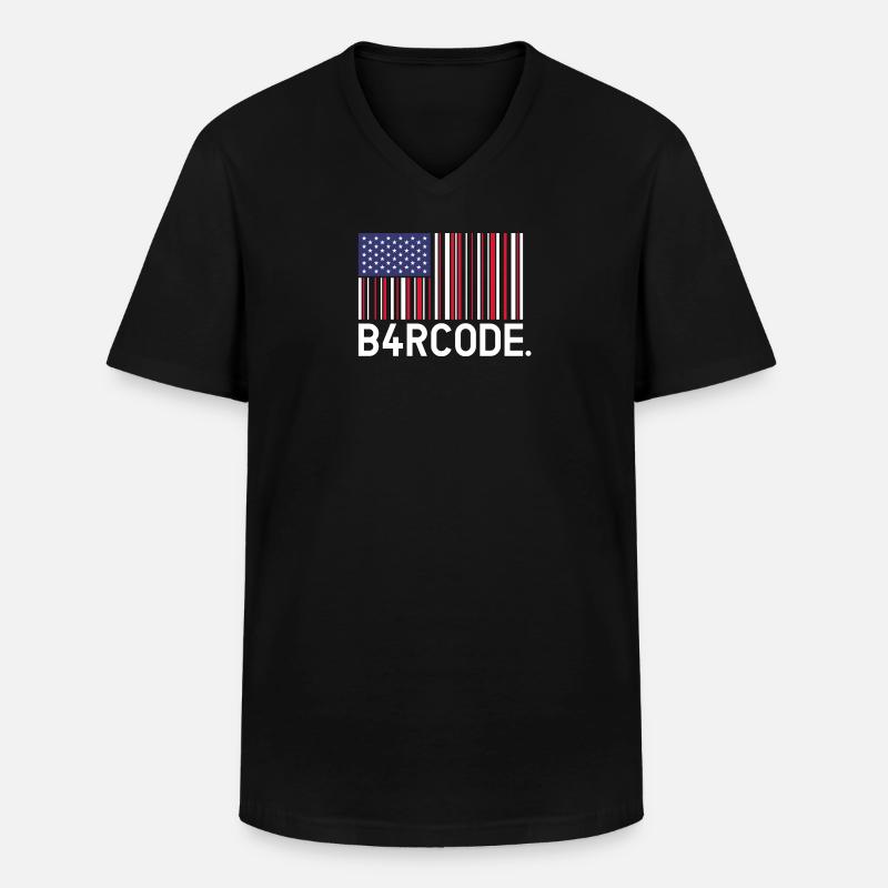 B4RCODE. USA - Männer-T-Shirt mit V-Ausschnitt - Schwarz