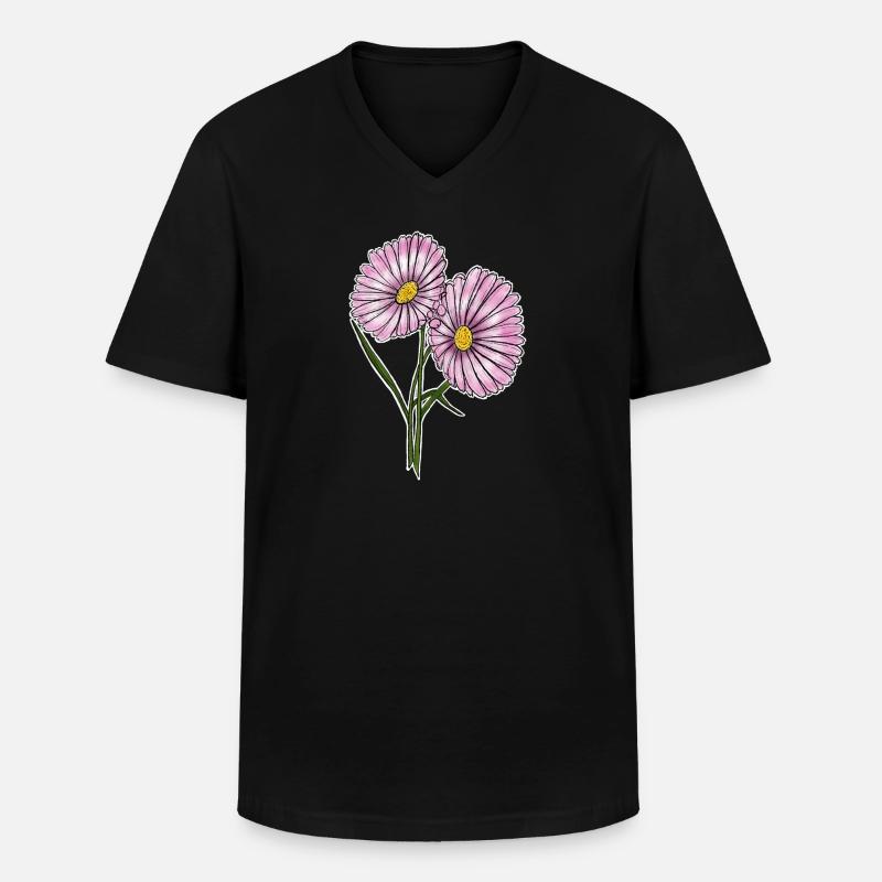 Gänseblümchen - Männer-T-Shirt mit V-Ausschnitt - Schwarz