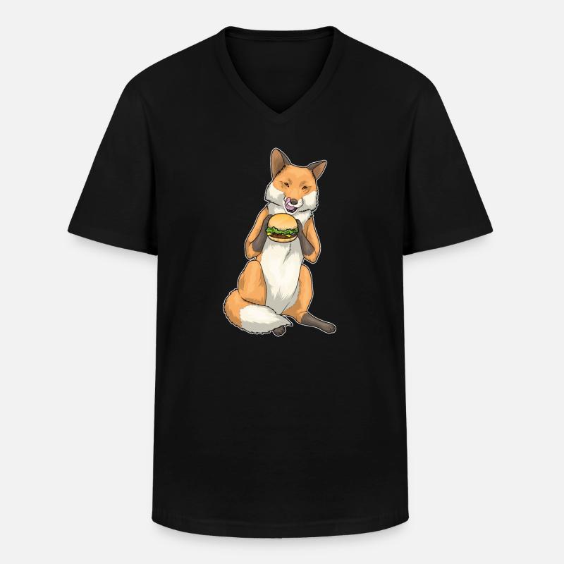 Fuchs Burger - Männer-T-Shirt mit V-Ausschnitt - Schwarz
