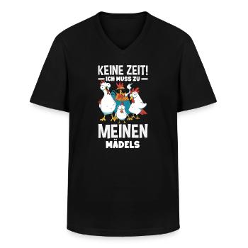 Keine Zeit! Ich muss zu meinen Mädels – Hühner - Männer-T-Shirt mit V-Ausschnitt - Schwarz - Vorne - AI Model Male 178 dark (178cm)
