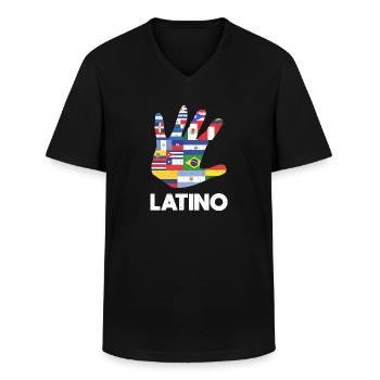 Latino Lateinamerika Flaggen Weiß - Männer-T-Shirt mit V-Ausschnitt - Schwarz - Vorne - AI Model Male 178 dark (178cm)