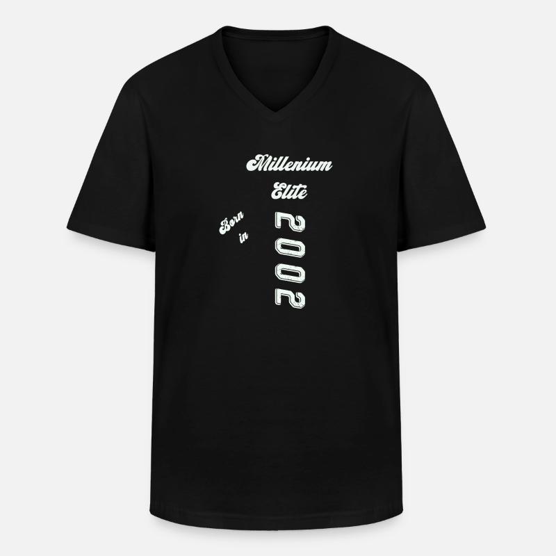 2002 - Männer-T-Shirt mit V-Ausschnitt - Schwarz
