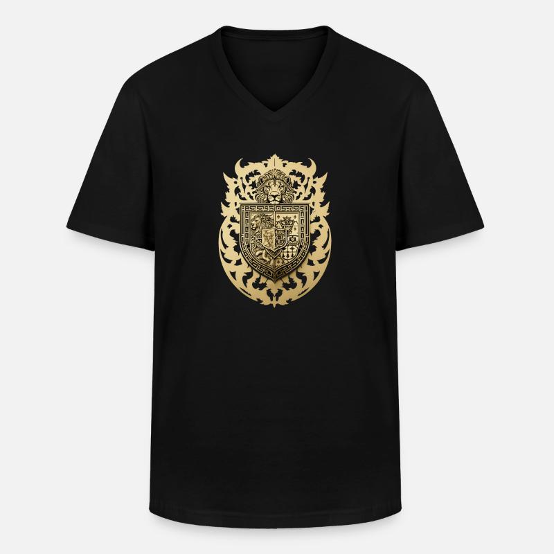 Wappen mit Löwe - Männer-T-Shirt mit V-Ausschnitt - Schwarz