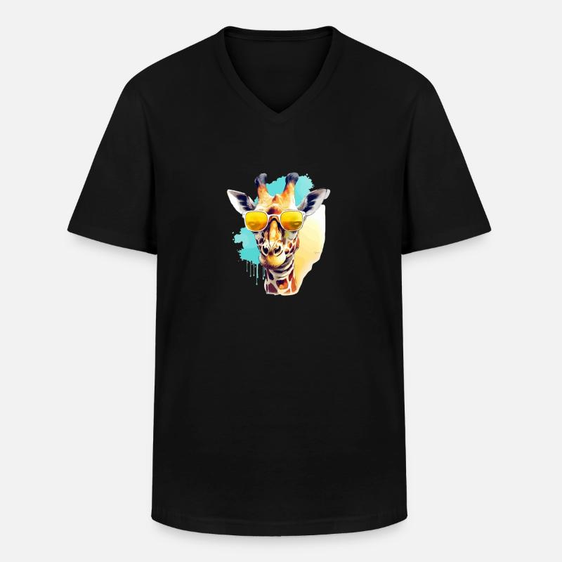 Mani die Giraffe - Männer-T-Shirt mit V-Ausschnitt - Schwarz