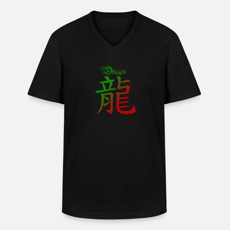 Drache Chinesisches Sternzeichen - Männer-T-Shirt mit V-Ausschnitt - Schwarz