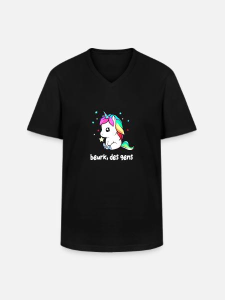 Beurk des gens - T-shirt col V Homme - noir