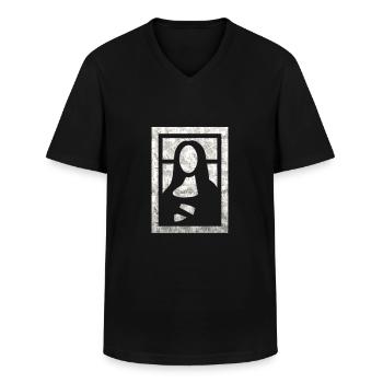 jeu de mona lisa - T-shirt col V Homme - noir - Devant - AI Model Male 178 dark (178cm)