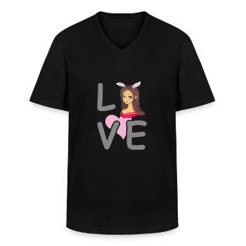 Anime girl lover - Men's V-Neck T-Shirt - black - Front - AI Model Male 178 dark (178cm)
