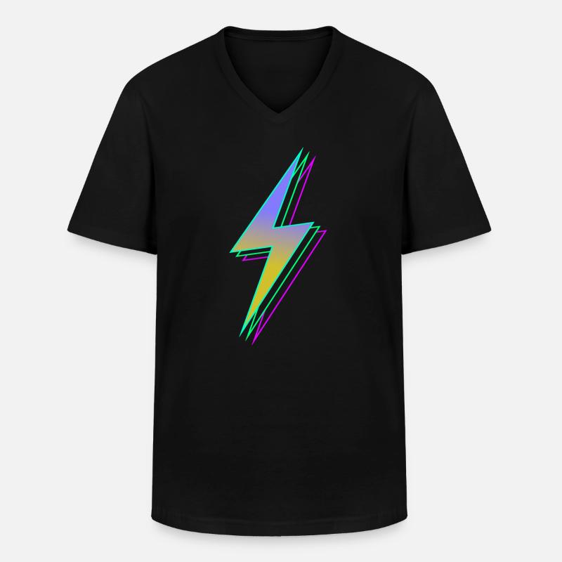 Lightning - Men's V-Neck T-Shirt - black