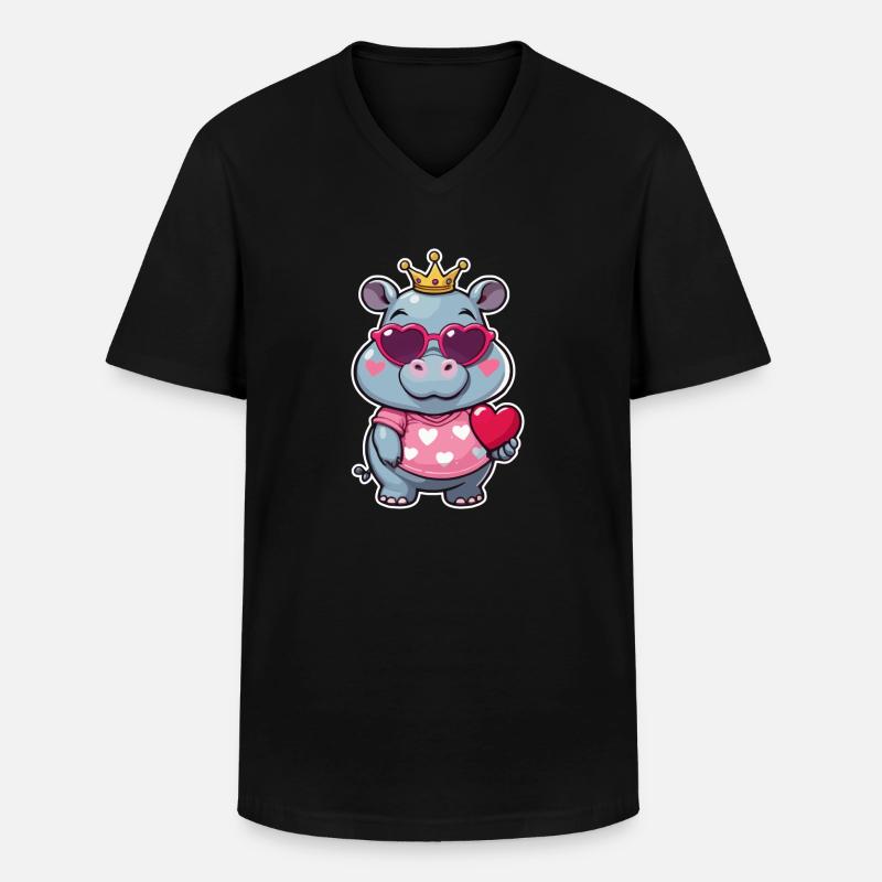Nilpferd - Männer-T-Shirt mit V-Ausschnitt - Schwarz