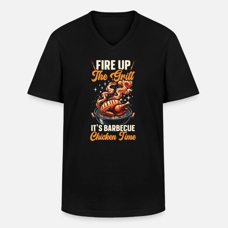 Chicken Barbecue Barbeque Grillen Bbq - Männer-T-Shirt mit V-Ausschnitt - Schwarz