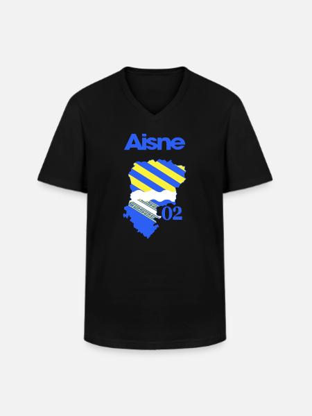Map of Aisne Blue Yellow 02 - Men's V-Neck T-Shirt - black