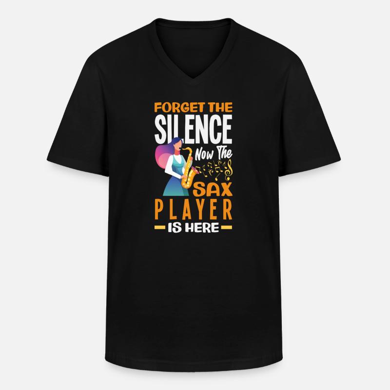 Saxofon - Männer-T-Shirt mit V-Ausschnitt - Schwarz