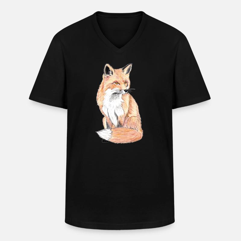 Kleiner Waldfuchs - ein sanfter Begleiter - Männer-T-Shirt mit V-Ausschnitt - Schwarz