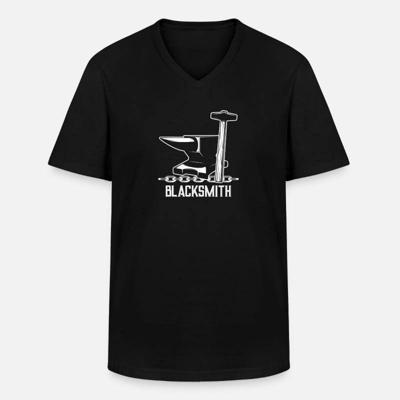 Schmied Hammer Amboss - Männer-T-Shirt mit V-Ausschnitt - Schwarz
