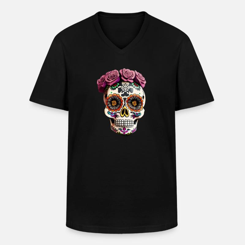 Dia de los Muertos - Männer-T-Shirt mit V-Ausschnitt - Schwarz
