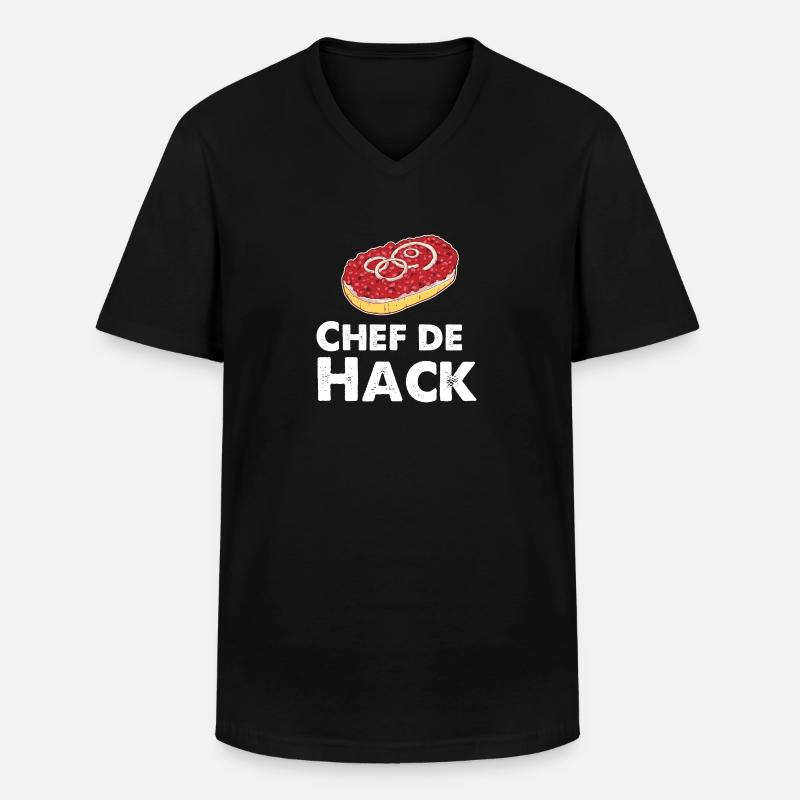 Chef de Hack Mett Mettbrötchen - T-shirt col V Homme - noir