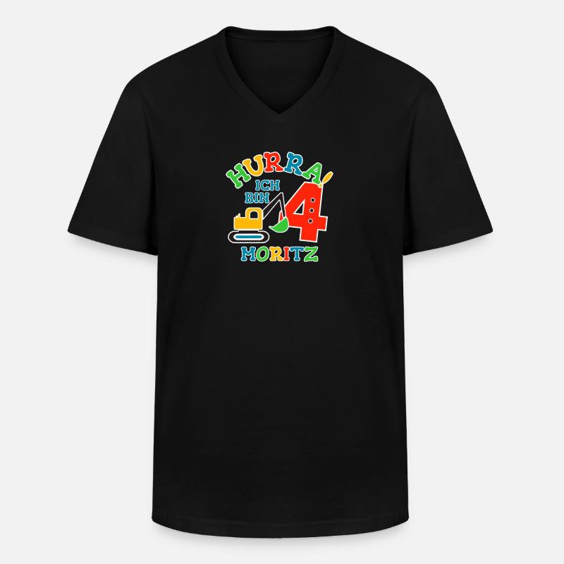Name Moritz 4. Geburtstag Personalisiert - Männer-T-Shirt mit V-Ausschnitt - Schwarz