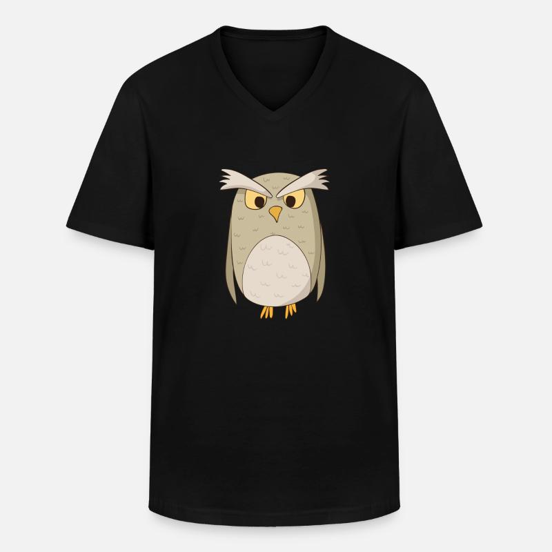 Eule Kauz - Männer-T-Shirt mit V-Ausschnitt - Schwarz