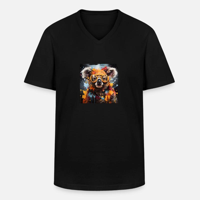 Koala Graffiti - T-shirt col V Homme - noir