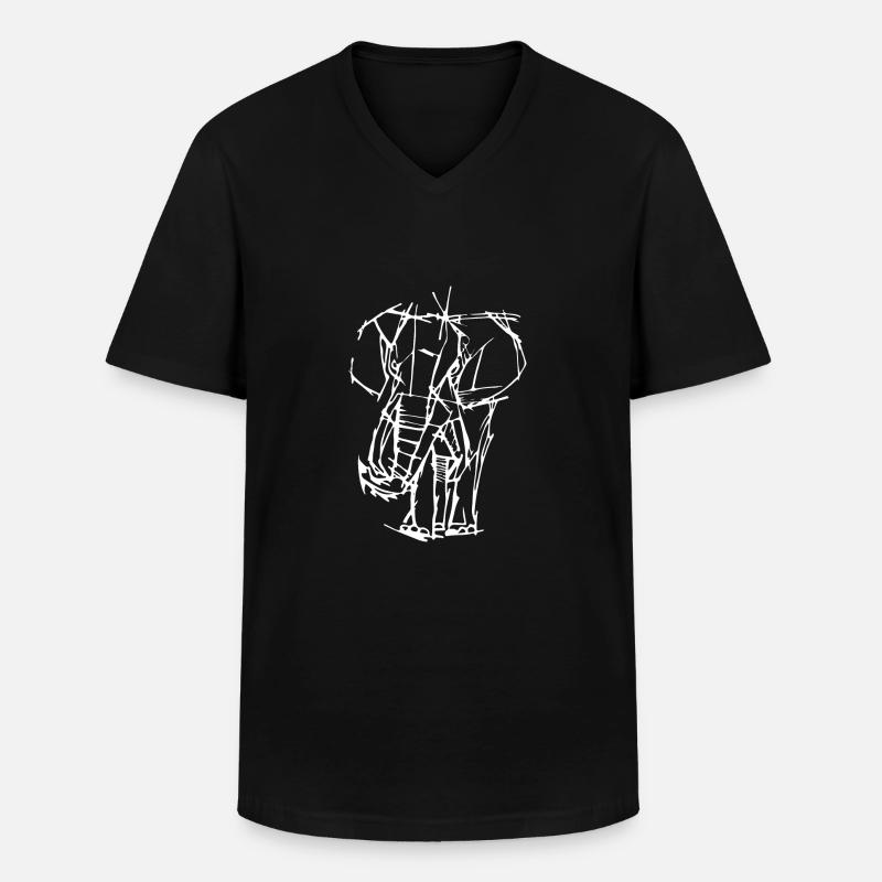 Elefant - Männer-T-Shirt mit V-Ausschnitt - Schwarz