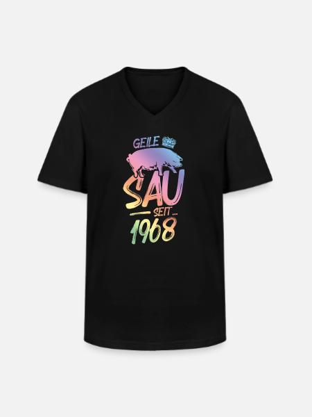 1968 Geile Sau - Männer-T-Shirt mit V-Ausschnitt - Schwarz