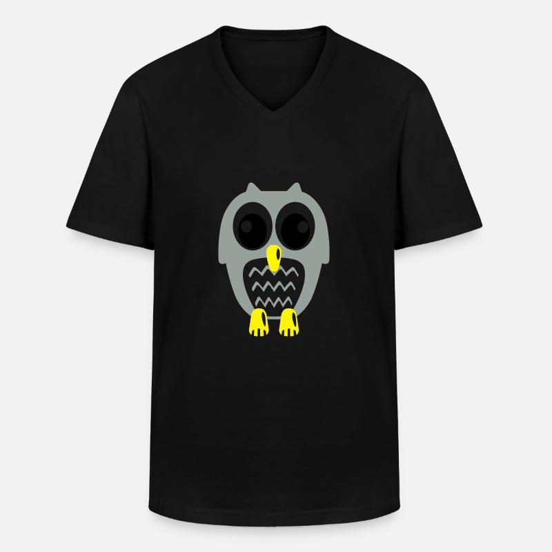 Süße Eule - Männer-T-Shirt mit V-Ausschnitt - Schwarz