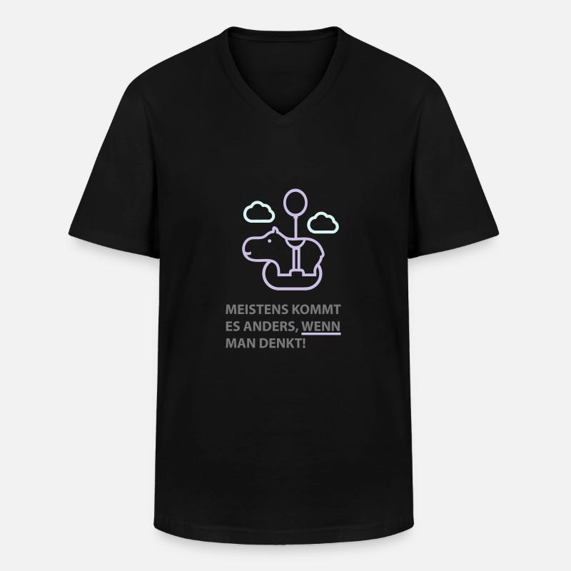Flying Hippo.ai - Männer-T-Shirt mit V-Ausschnitt - Schwarz