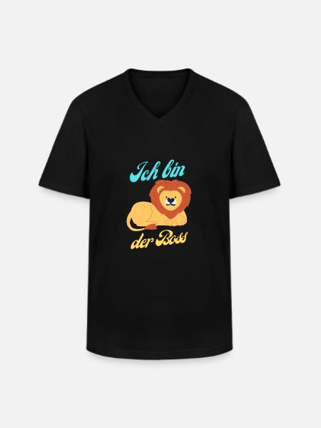 Alphalöwe "Der Boss" - Männer-T-Shirt mit V-Ausschnitt - Schwarz