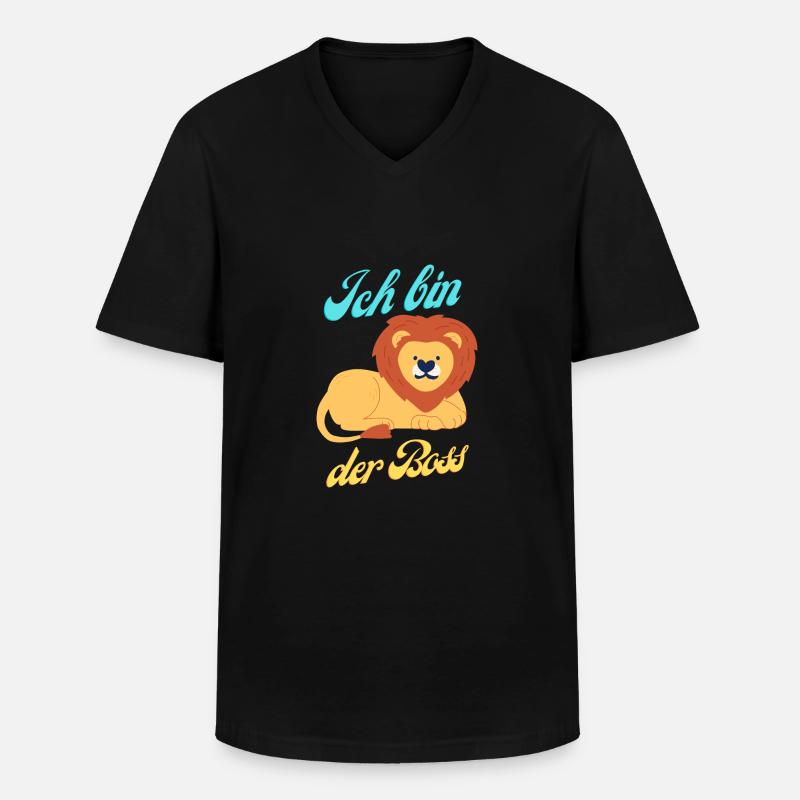 Alphalöwe "Der Boss" - Männer-T-Shirt mit V-Ausschnitt - Schwarz