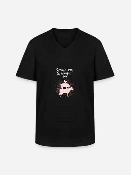 Cow Pig Chicken - Men's V-Neck T-Shirt - black