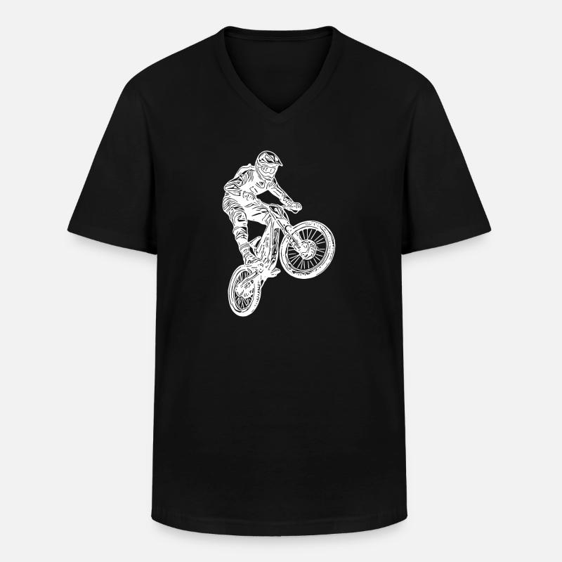 Cooler Radfahrer Springender Mountainbiker - Männer-T-Shirt mit V-Ausschnitt - Schwarz